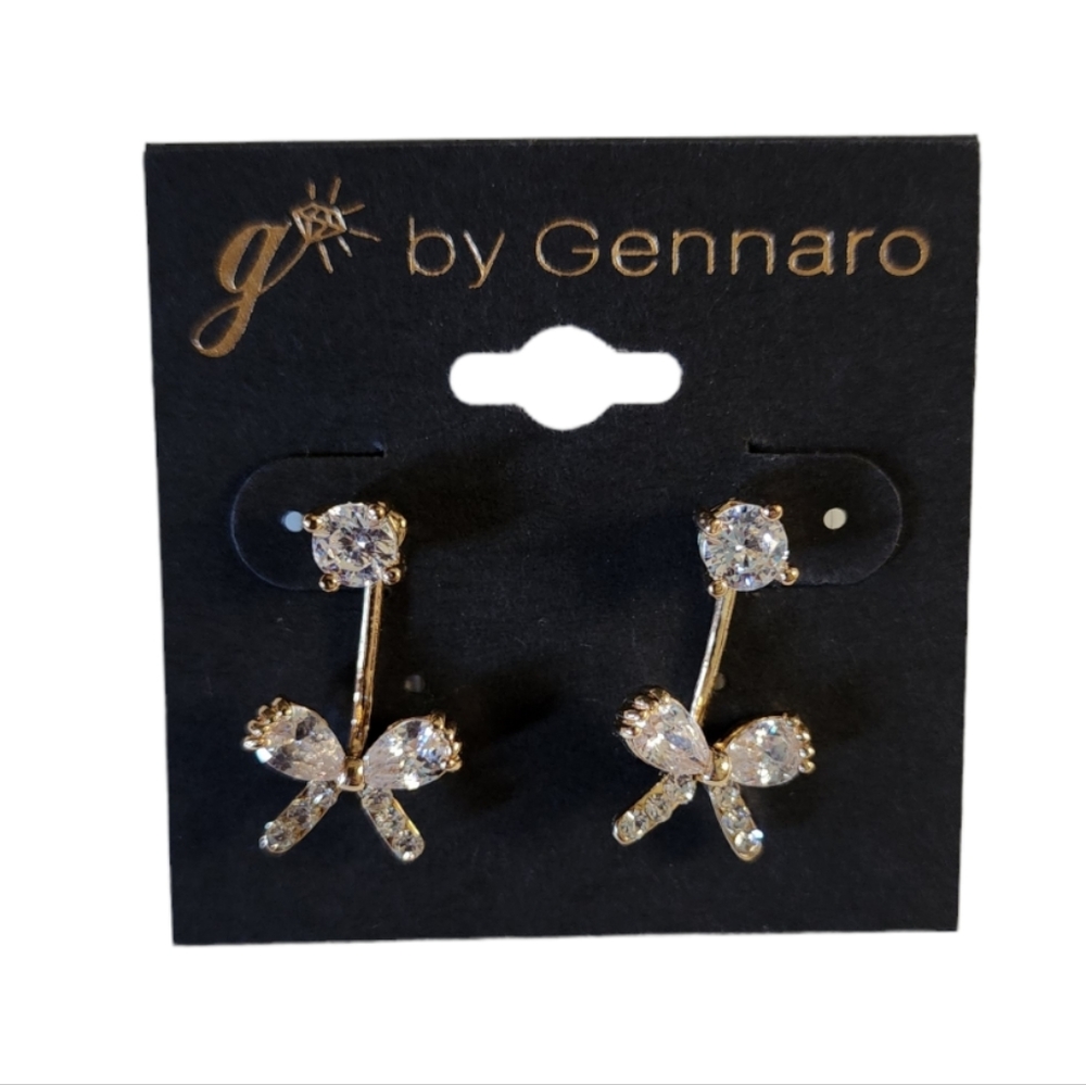 NWT G by Gennaro Gold Toned Butterfly Rhinestone Dangle Post Earrings
